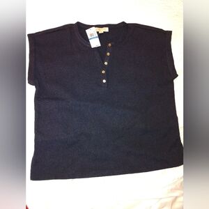 Michael Kors Black Button Down Shirt Short Sleeve
